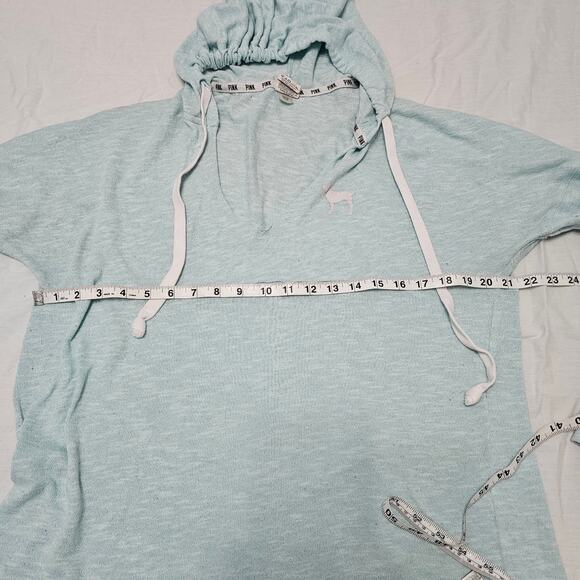 PINK Victoria's Secret Blue Lightweight Hooded Sweater Size Large - Picture 5 of 7